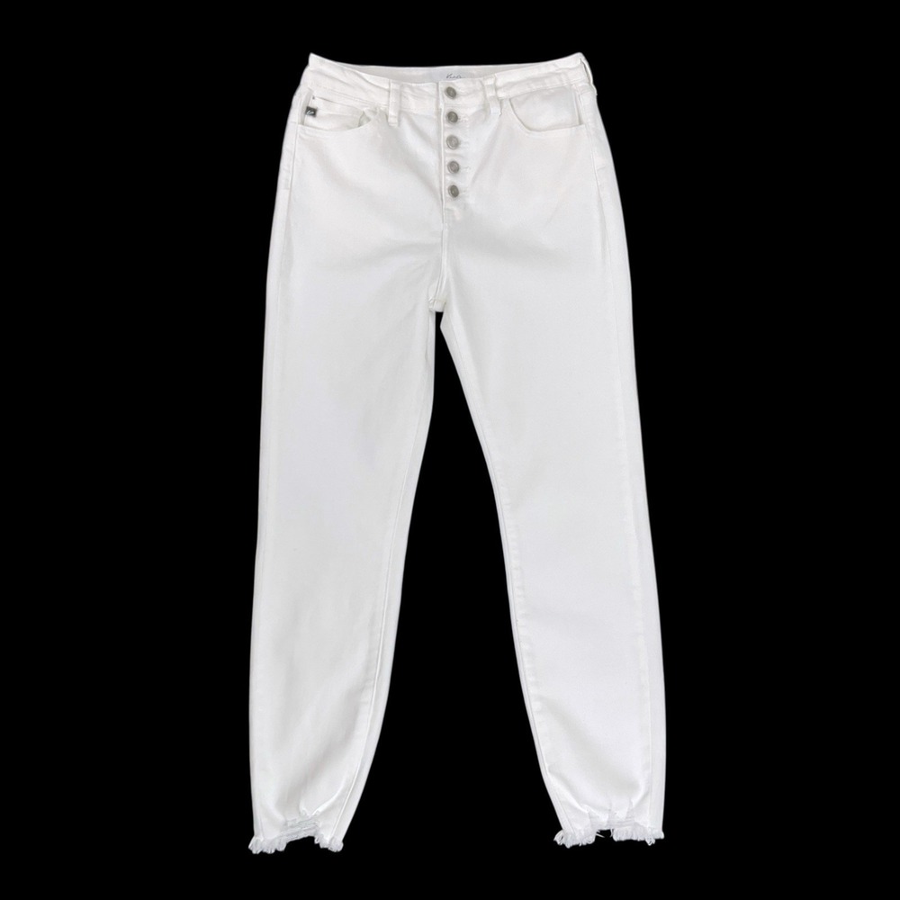KanCan Jeans Women 11/29 (ACTUAL 29x27) White Skinny Exposed Button Raw Cuffs